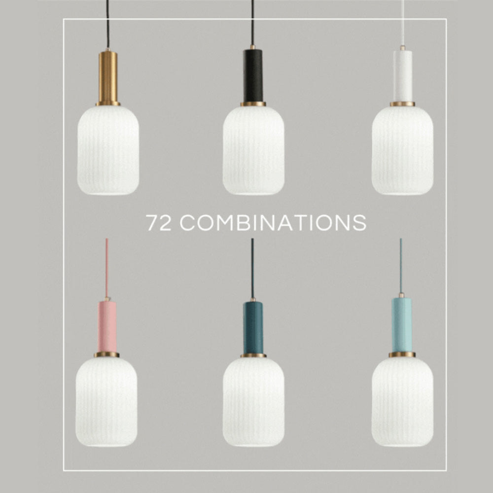 Nordisk pendellampe i rillet glass — moderne varm-hvitt lys - Desfino