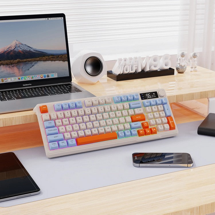 Zephyr tyst mekaniskt Bluetooth-gamingtangentbord med display - Desfino