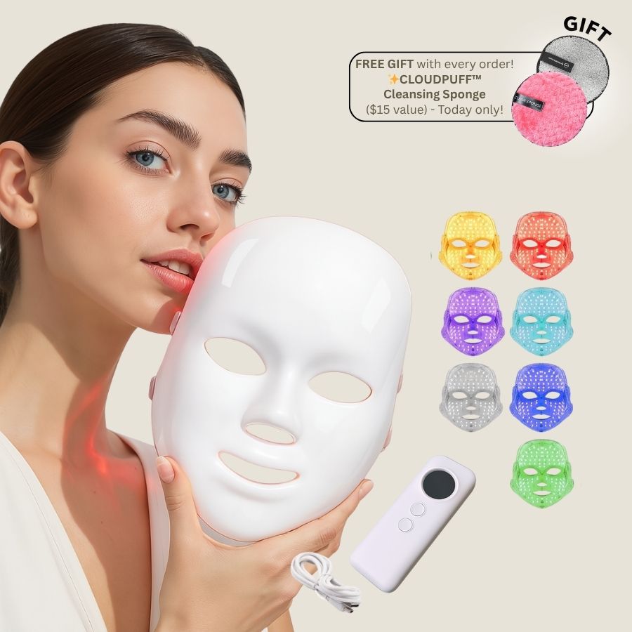 Máscara LED LuminaGlow — Terapia de luz profissional sem fios durante 10 minutos - Desfino