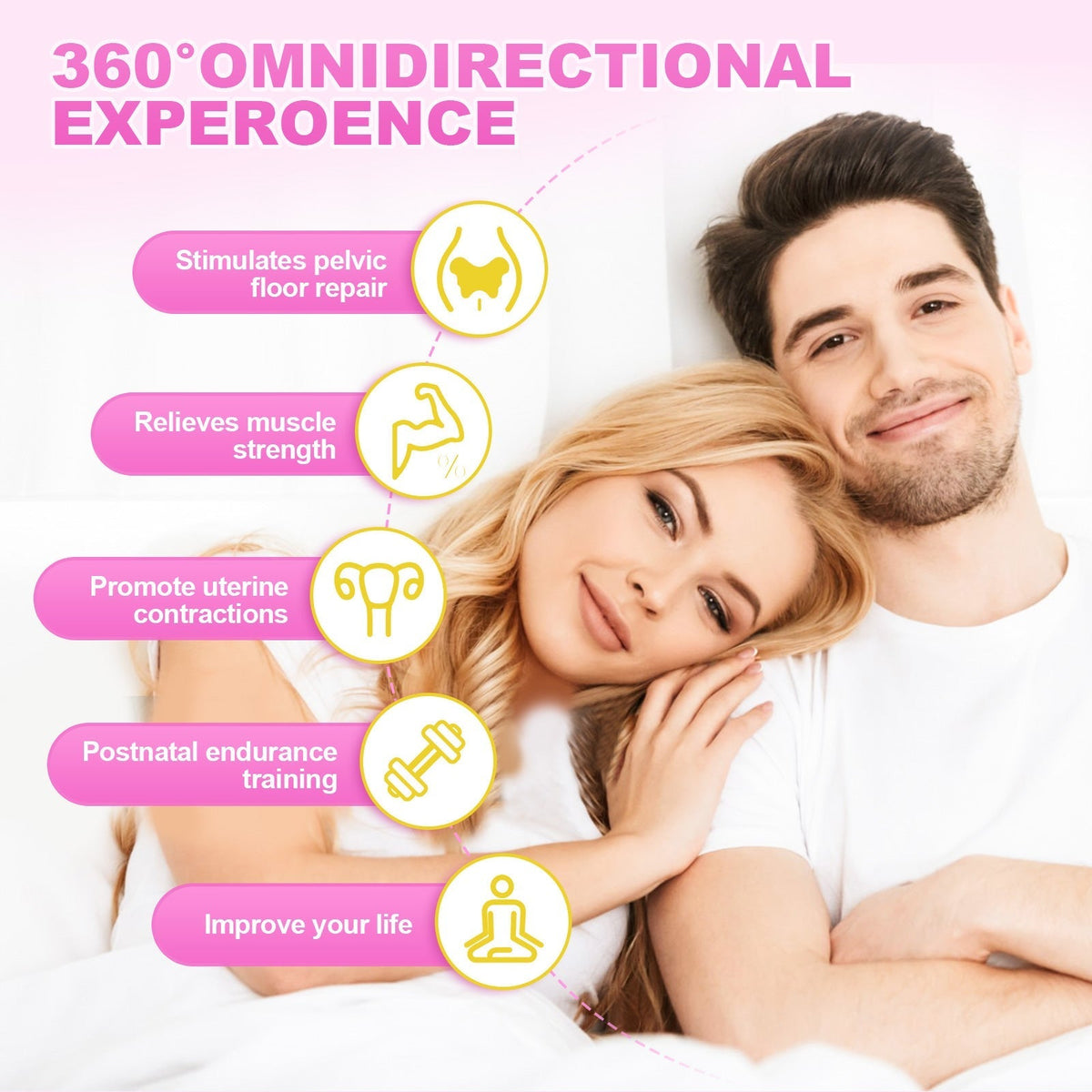 Hůlka pro podporu pánevního dna — kompaktní design, elektrické pulzy, uklidňující teplo a duální světlo