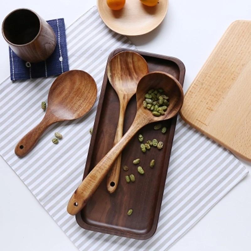 Hearthwood Teak Kitchen Utensils Set — Mineral Oil Finish