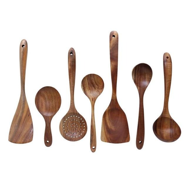 Hearthwood Teak Kitchen Utensils Set — Mineral Oil Finish