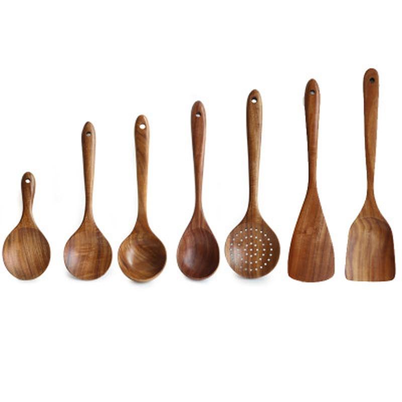 Hearthwood Teak Kitchen Utensils Set — Mineral Oil Finish