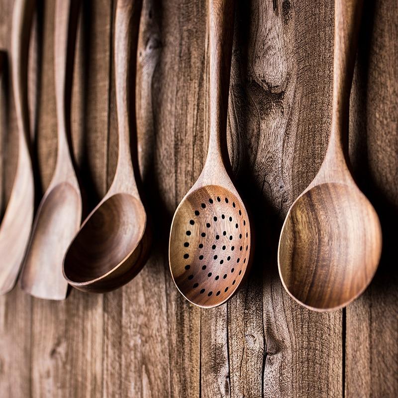 Hearthwood Teak Kitchen Utensils Set — Mineral Oil Finish